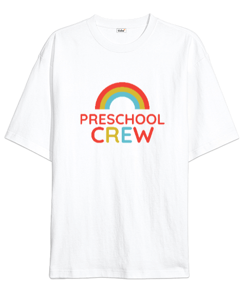 Tisho - Okul öncesi öğretmenliği gökkuşağı harika hediye Oversize Unisex Tişört