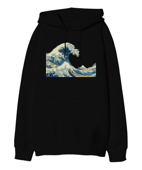 Tisho - Okyanus Dalgası Oversize Unisex Kapüşonlu Sweatshirt