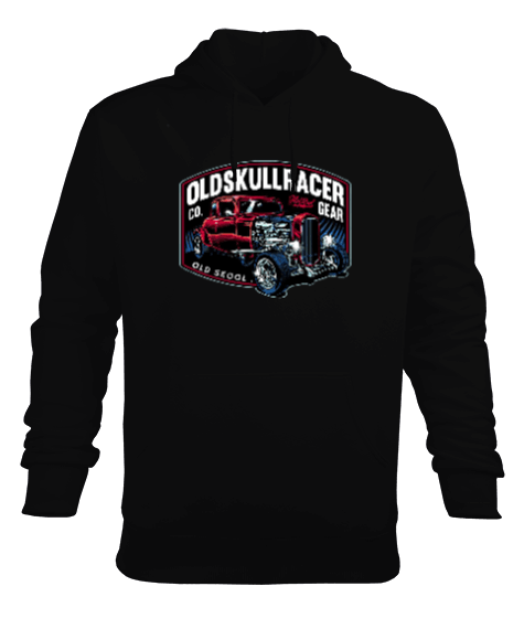 Tisho - Oldskull Racer Hotrod Erkek Kapüşonlu Hoodie Sweatshirt