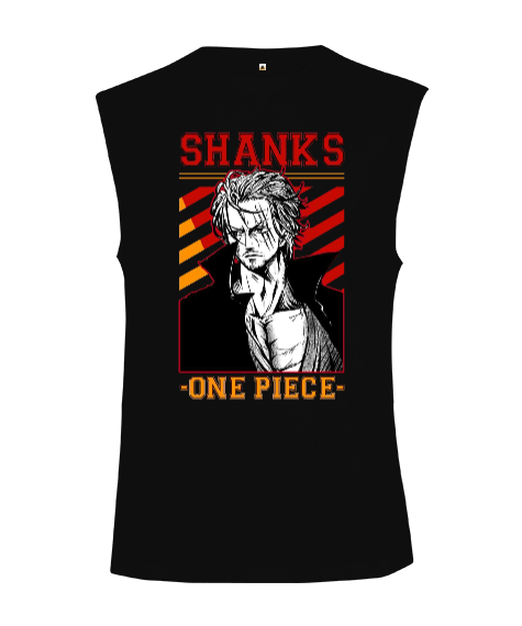 One Piece Anime Shanks Tasarım Baskılı Kesik Kol Unisex Tişört