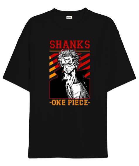 Tisho - One Piece Anime Shanks Tasarım Baskılı Oversize Unisex Tişört