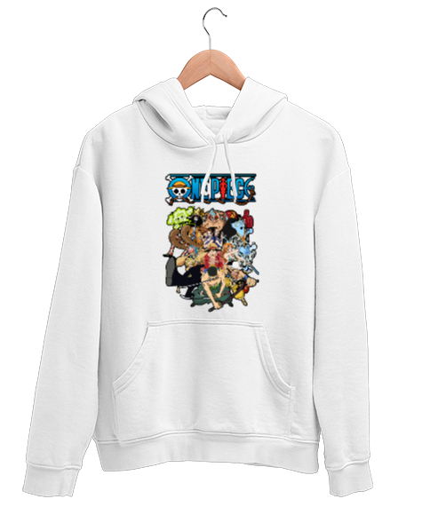 Tisho - One Piece Family Beyaz Unisex Kapşonlu Sweatshirt