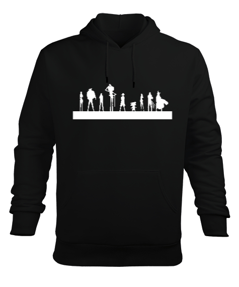 Tisho - One Piece Family Siyah Erkek Kapüşonlu Hoodie Sweatshirt