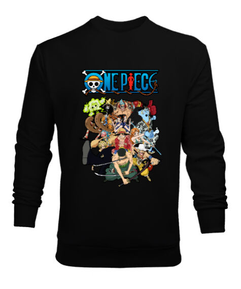 One Piece Family Siyah Erkek Sweatshirt