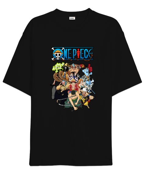 Tisho - One Piece Family Siyah Oversize Unisex Tişört