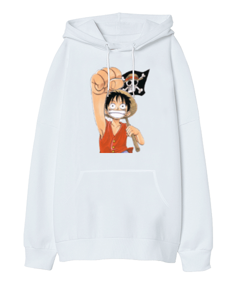 Tisho - One Piece Monkey D. Luffy Oversize Unisex Kapüşonlu Sweatshirt