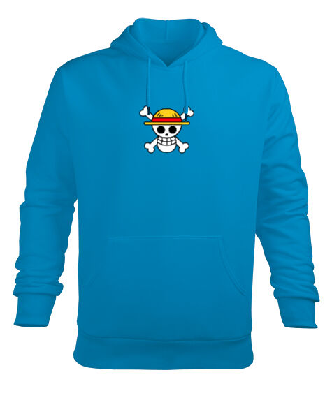 Tisho - One Piece : Monkey D. Luffy Turkuaz Erkek Kapüşonlu Hoodie Sweatshirt