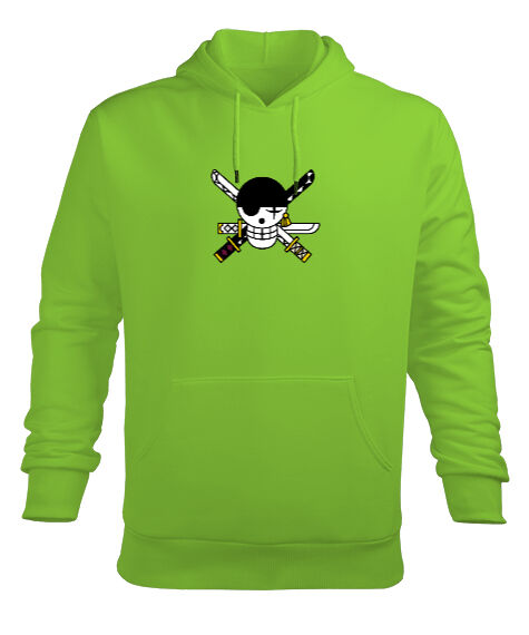 Tisho - One Piece : Roronoa Zoro Fıstık Yeşili Erkek Kapüşonlu Hoodie Sweatshirt