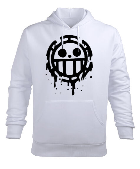 Tisho - One Piece : Trafalgar D. Water Law Beyaz Erkek Kapüşonlu Hoodie Sweatshirt