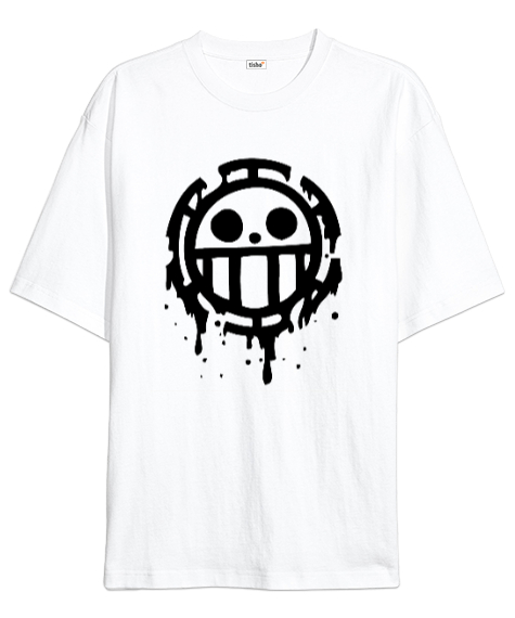 Tisho - One Piece : Trafalgar Law Beyaz Oversize Unisex Tişört