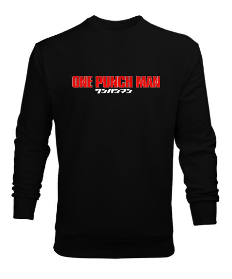 Tisho - one punch man logo desenli Siyah Erkek Sweatshirt