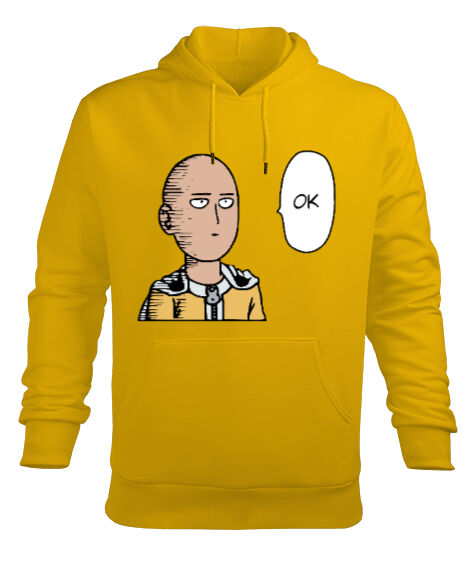 Tisho - One Punch Man : Saitama Ok Sarı Erkek Kapüşonlu Hoodie Sweatshirt