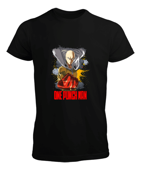 Tisho - One Punch Man Saitama Siyah Erkek Tişört