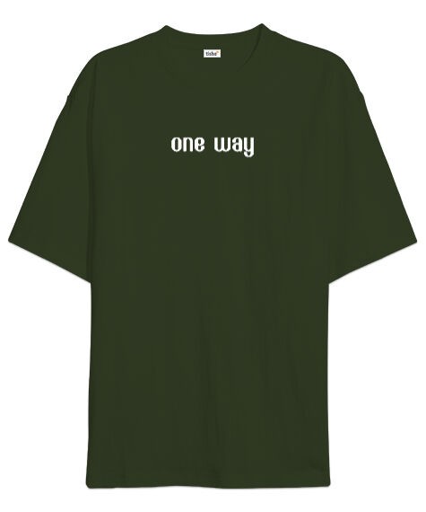 Tisho - One Way Haki Yeşili Oversize Unisex Tişört