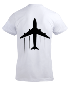 Önlü arkalı uçak logolu tasarım Erkek Tişört - Thumbnail