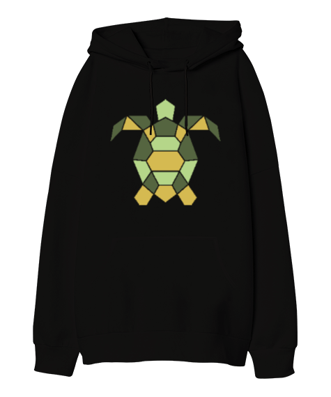 Tisho - Origami Kaplumbağa Oversize Unisex Kapüşonlu Sweatshirt