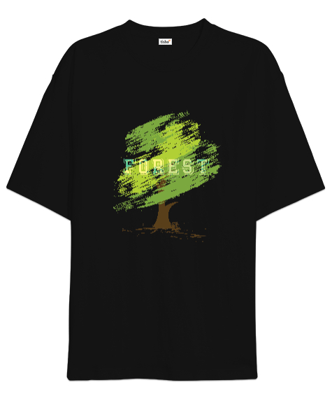 Tisho - Orman Siyah Oversize Unisex Tişört