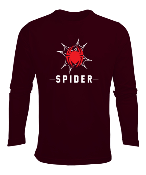 Tisho - Örümcek - Spider Bordo Erkek Uzun Kol Yazlık Tişört
