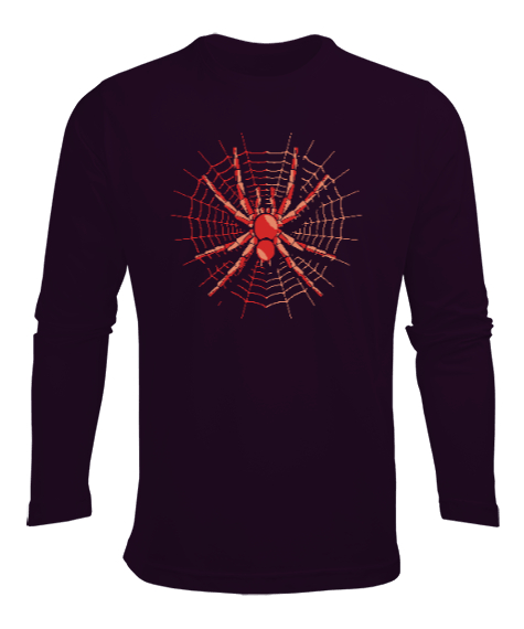Tisho - Örümcek - Spider Koyu Mor Erkek Uzun Kol Yazlık Tişört