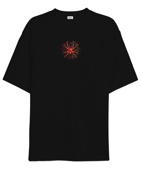 Tisho - Örümcek - Spider Sırt Baskılı Siyah Oversize Unisex Tişört