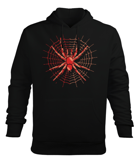 Tisho - Örümcek - Spider Siyah Erkek Kapüşonlu Hoodie Sweatshirt
