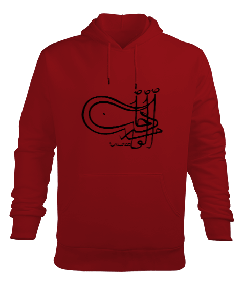 Tisho - Osmanlı-Kırımızı Tişört Erkek Kapüşonlu Hoodie Sweatshirt