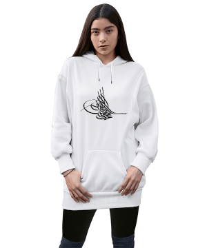Tisho - osmanlı tasarımlı Kadın Uzun Hoodie Kapüşonlu Sweatshirt