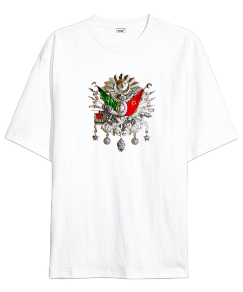 Tisho - Osmanlı Tuğrası Beyaz Oversize Unisex Tişört