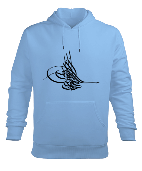 Tisho - Osmanlı Tuğrası-Mavi Tişört Erkek Kapüşonlu Hoodie Sweatshirt