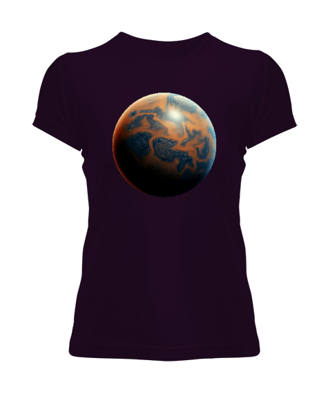 Tisho - Öte Gezegen - Planet Koyu Mor Kadın Tişört