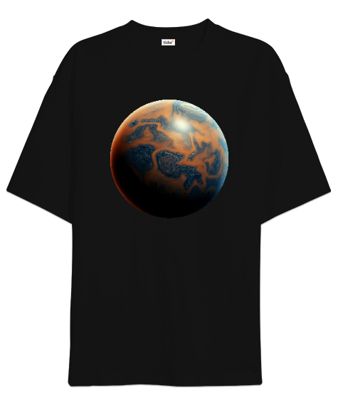 Tisho - Öte Gezegen - Planet Siyah Oversize Unisex Tişört