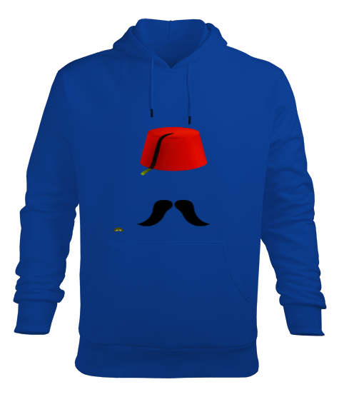 Tisho - Ottoman Saks Mavi Erkek Kapüşonlu Hoodie Sweatshirt
