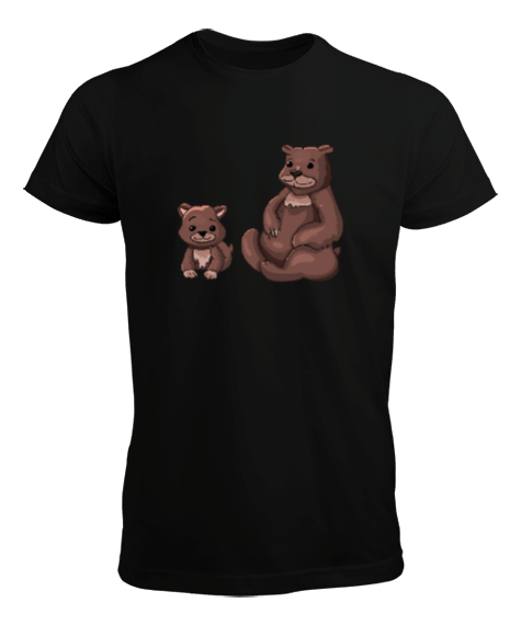 Tisho - Oturan ayı ve yavrusu Erkek Tişört