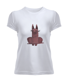 Oturan Sevimli Kedi Kadın Tişört - Tisho