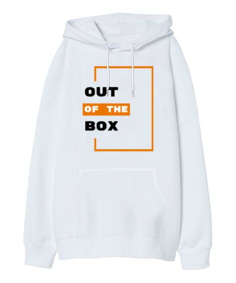 Tisho - Out Of The Box Beyaz Oversize Unisex Kapüşonlu Sweatshirt