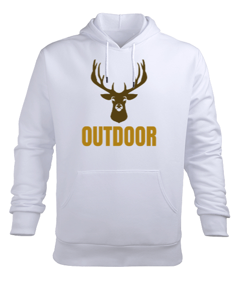 Tisho - Outdoor Geyik Kampçı ve Doğa sporcuları özel tasarım Beyaz Erkek Kapüşonlu Hoodie Sweatshirt