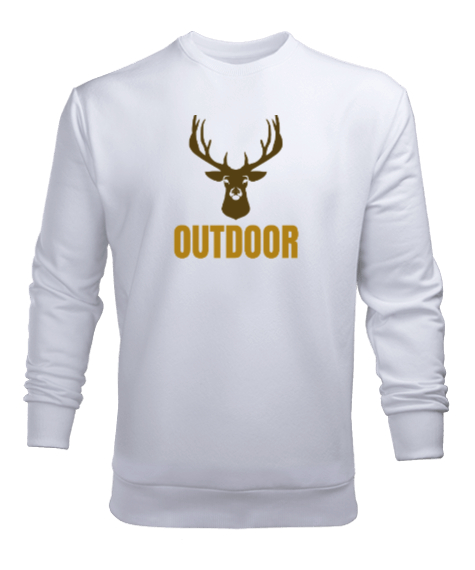 Outdoor Geyik Kampçı ve Doğa sporcuları özel tasarım Beyaz Erkek Sweatshirt