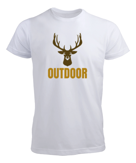 Tisho - Outdoor Geyik Kampçı ve Doğa sporcuları özel tasarım Beyaz Erkek Tişört