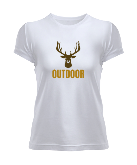 Tisho - Outdoor Geyik Kampçı ve Doğa sporcuları özel tasarım Beyaz Kadın Tişört