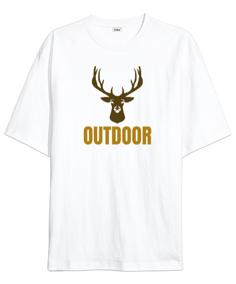 Tisho - Outdoor Geyik Kampçı ve Doğa sporcuları özel tasarım Beyaz Oversize Unisex Tişört