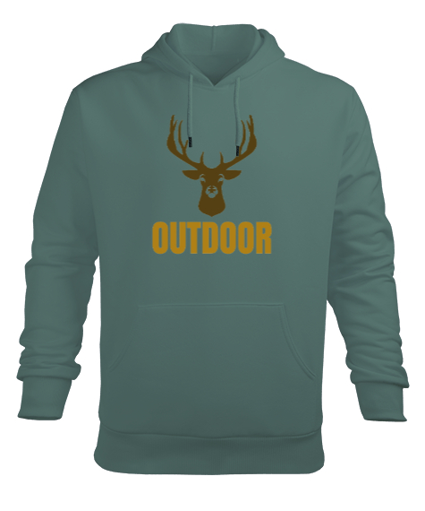 Tisho - Outdoor Geyik Kampçı ve Doğa sporcuları özel tasarım Çağla Yeşili Erkek Kapüşonlu Hoodie Sweatshirt