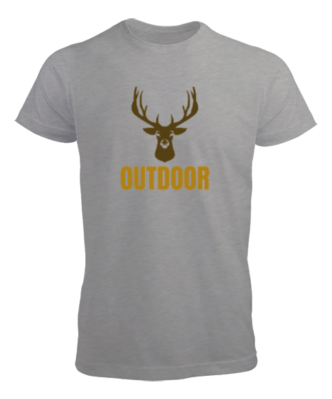 Tisho - Outdoor Geyik Kampçı ve Doğa sporcuları özel tasarım Gri Erkek Tişört