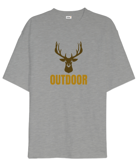 Tisho - Outdoor Geyik Kampçı ve Doğa sporcuları özel tasarım Gri Oversize Unisex Tişört