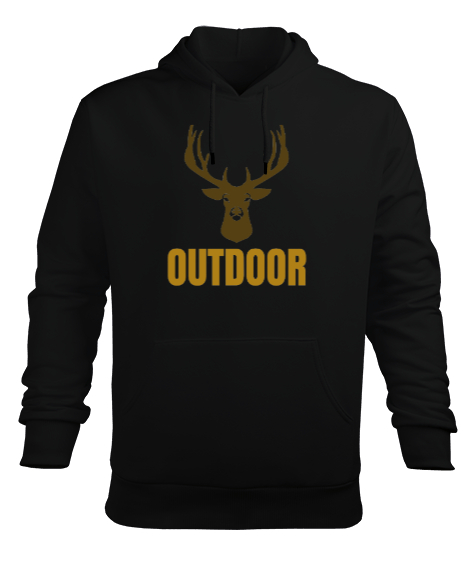 Tisho - Outdoor Geyik Kampçı ve Doğa sporcuları özel tasarım Siyah Erkek Kapüşonlu Hoodie Sweatshirt