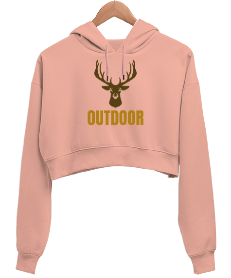 Tisho - Outdoor Geyik Kampçı ve Doğa sporcuları özel tasarım Yavru Ağzı Kadın Crop Hoodie Kapüşonlu Sweatshirt