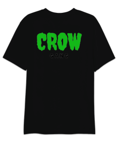 Oversize Crow Gang Baskılı T-shirt Oversize Unisex Tişört - Thumbnail