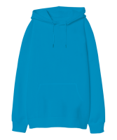 Oversize Unisex Kapüşonlu Sweatshirt Turkuaz