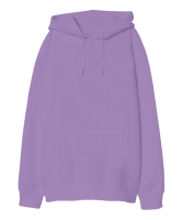 Oversize Unisex Kapüşonlu Sweatshirt Lila