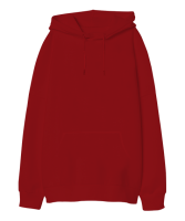 Oversize Unisex Kapüşonlu Sweatshirt Kırmızı