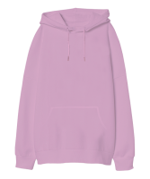Oversize Unisex Kapüşonlu Sweatshirt Pembe